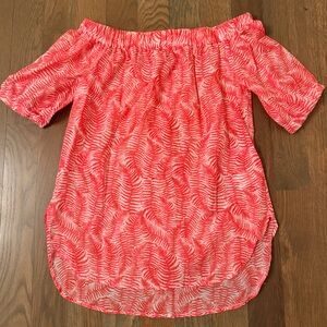 Michael Kors Coral Patterned Off The Shoulder Blouse